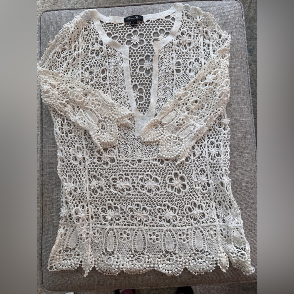 Crocheted Swim cover-up white - Brittany Black